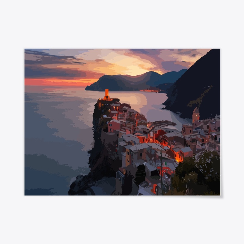 Sunset On A Seaside City