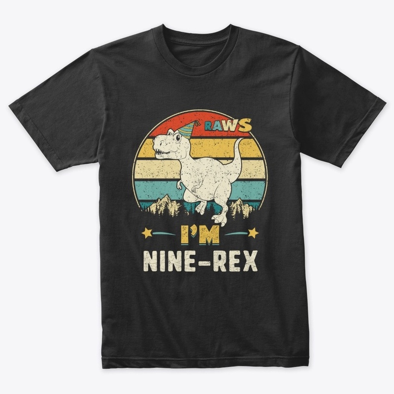 Kids I'm Nine-rex 9rd Birthday Boy T Rex