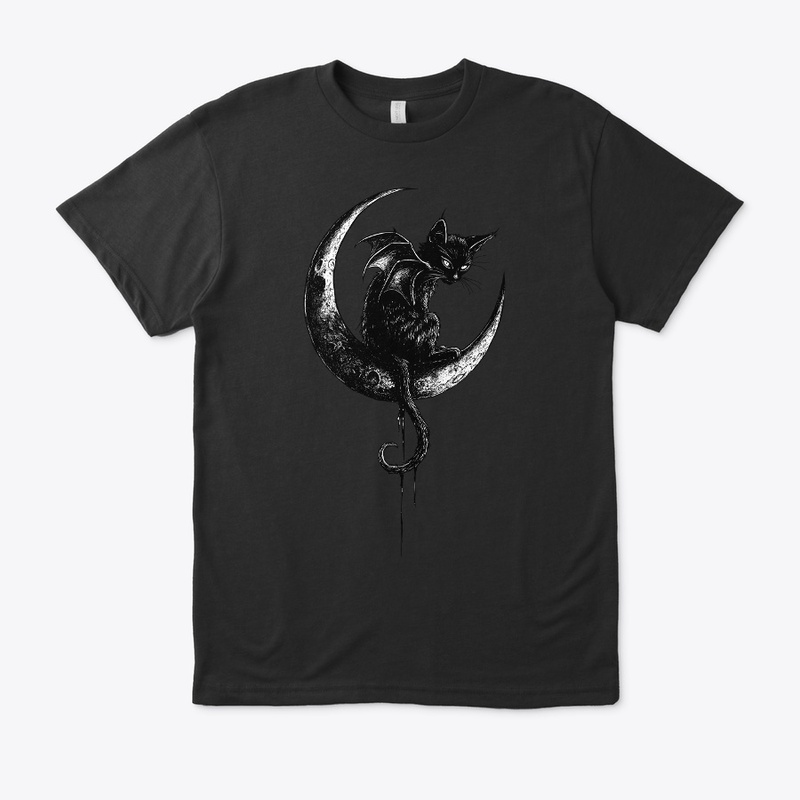  Gothic Black Cat Bat Wings Crescent