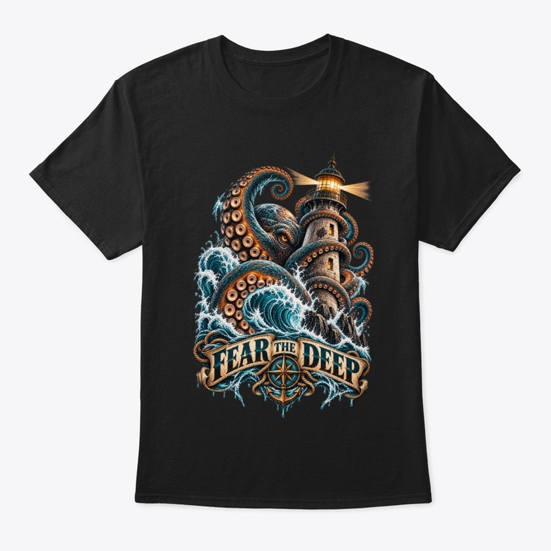 Fear The Deep Kraken Lighthouse T-Shirt