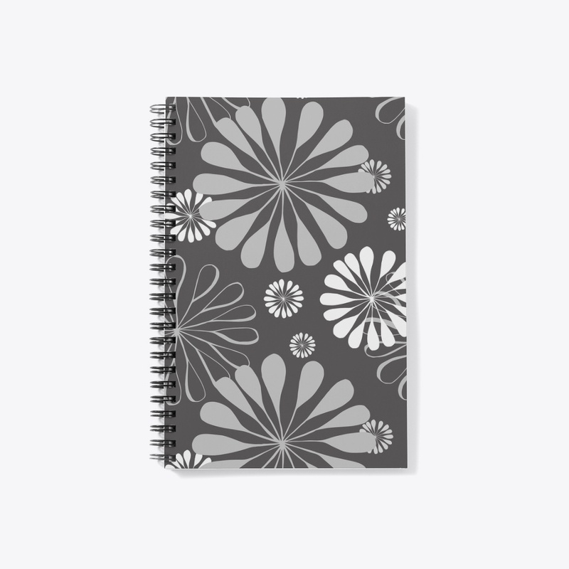 Gray Flowery Notebook
