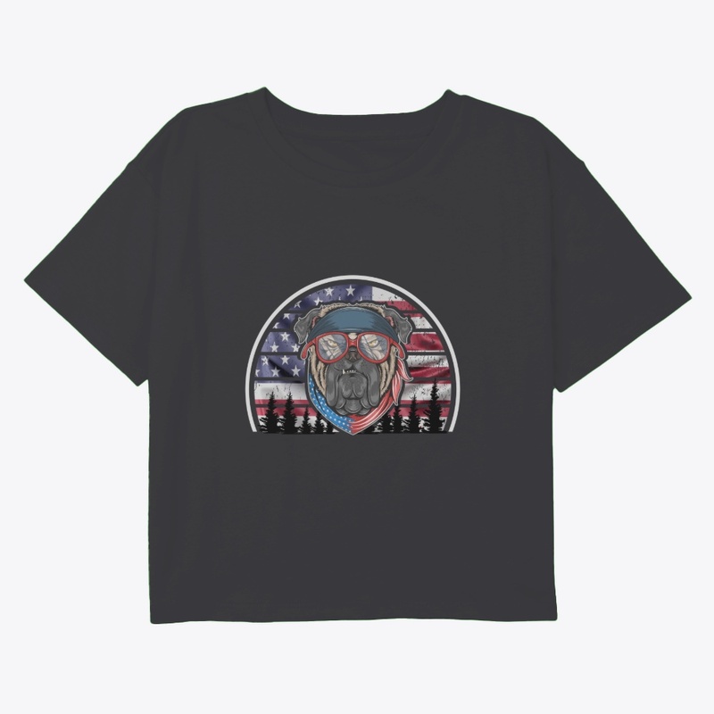 Bulldog w/scarf with the American flag