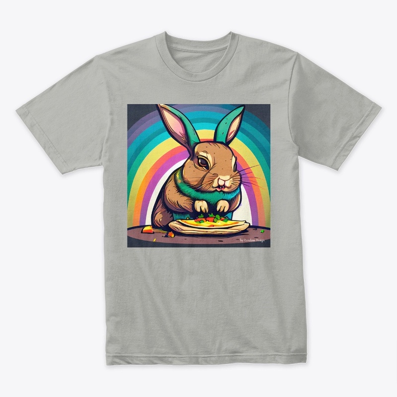 Bunny eating a taco under a rainbow