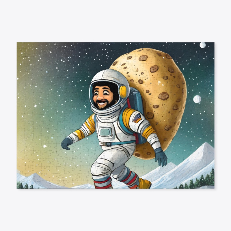 A spaceman on rollerskates