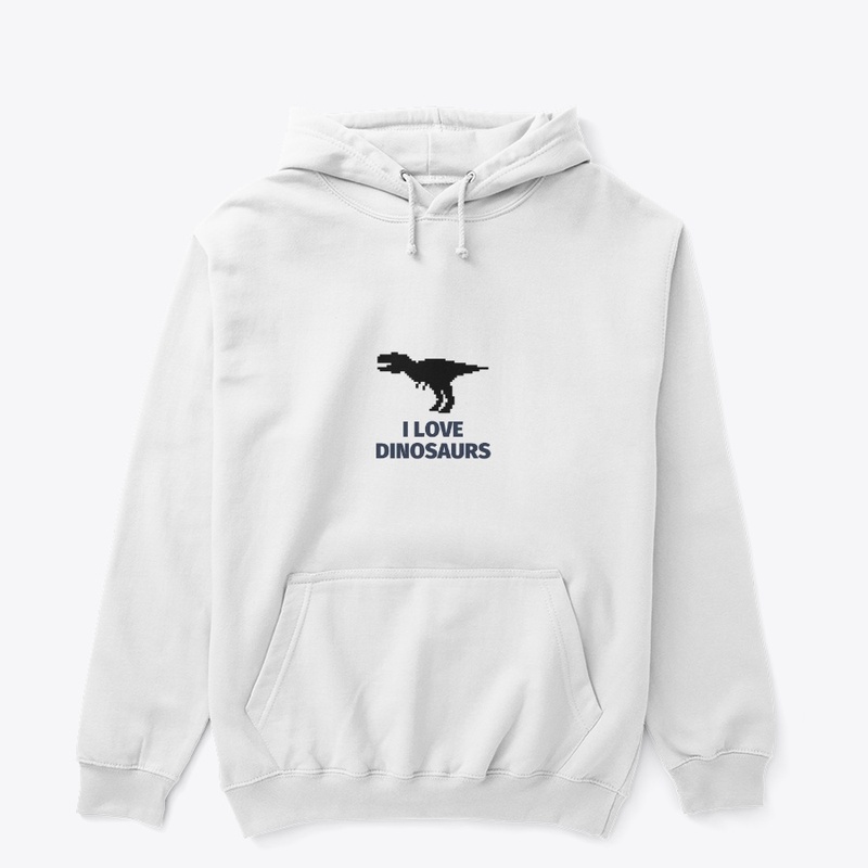 Pixel Art Dinosaur 2 White