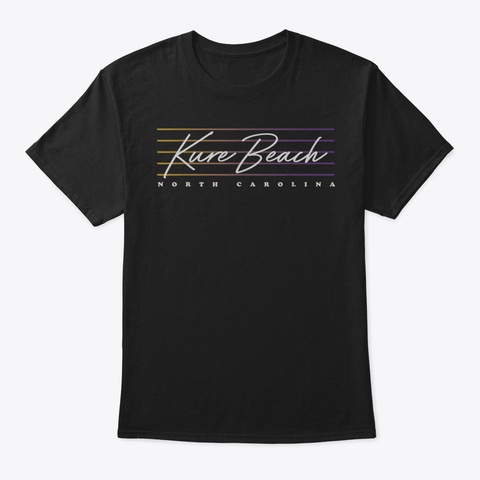 Kure Beach Shirt Retro Style North Carol Black T-Shirt Front