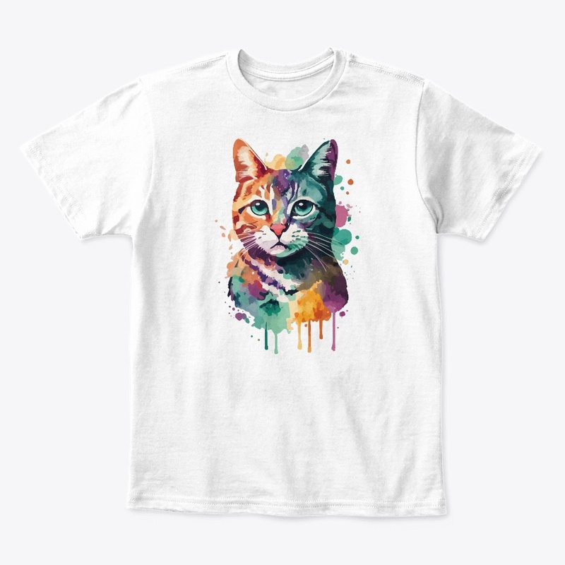 Cat Water Color T-Shirt
