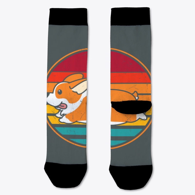 Cute Corgi With Rainbow Background