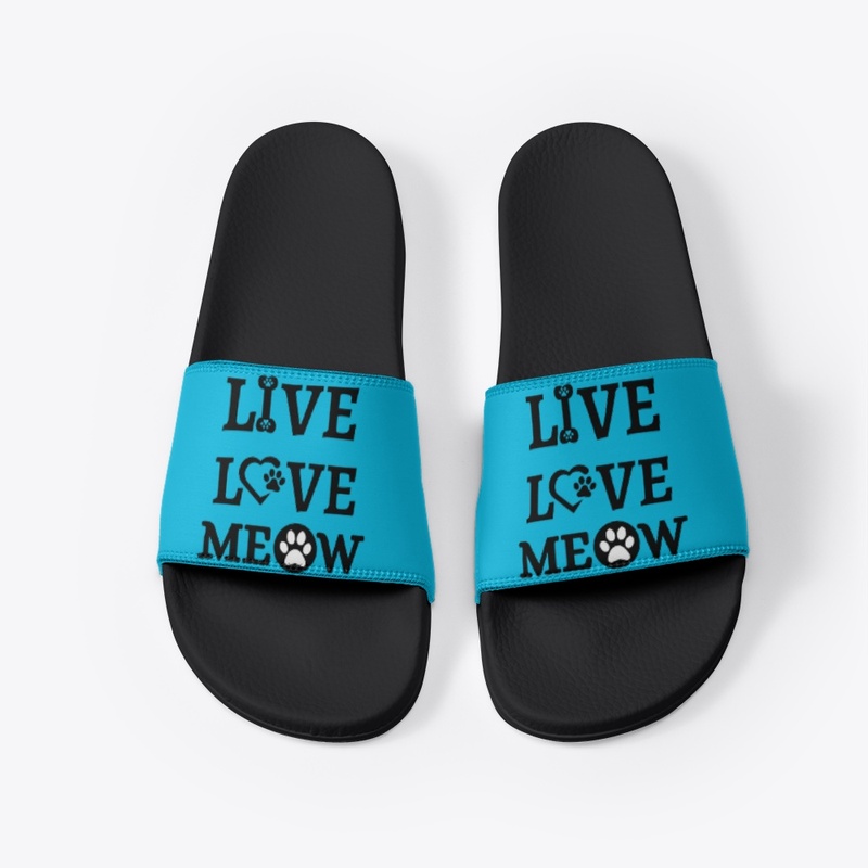 Live Love Meow slippers for cat lovers