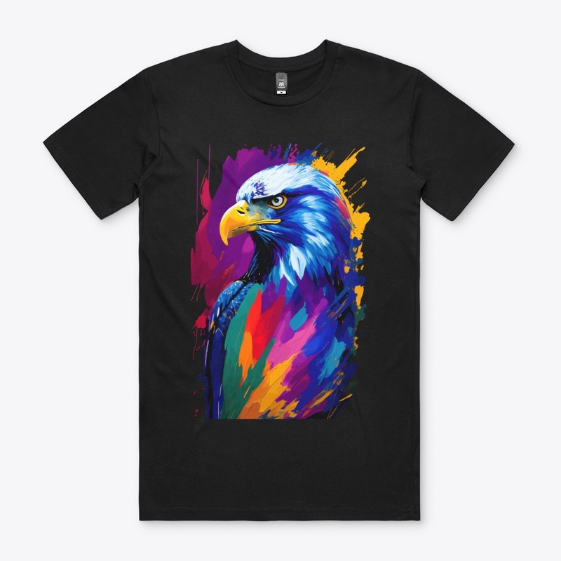 Vibrant Eagle in colorful splatter, left