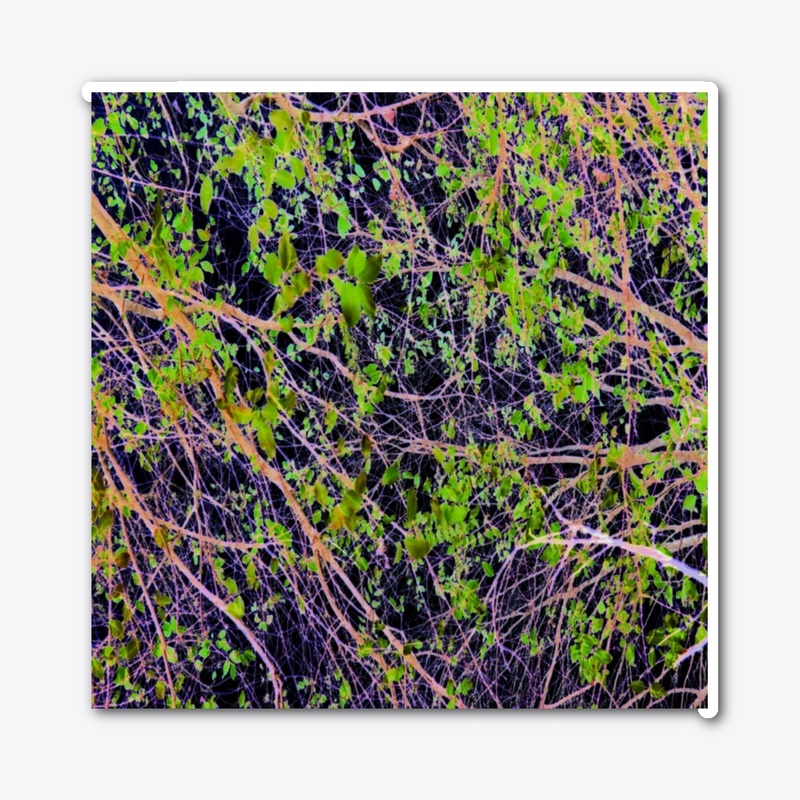neon green leaves purple pink