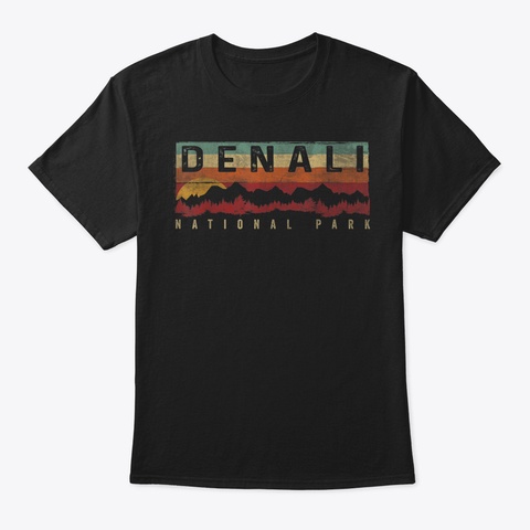Vintage Denali National Park T Shirt Den Black T-Shirt Front
