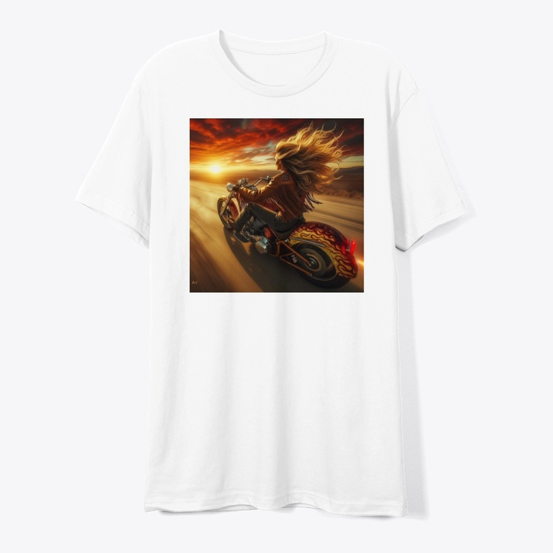 AS SHE RIDES INTO THE SUNSET