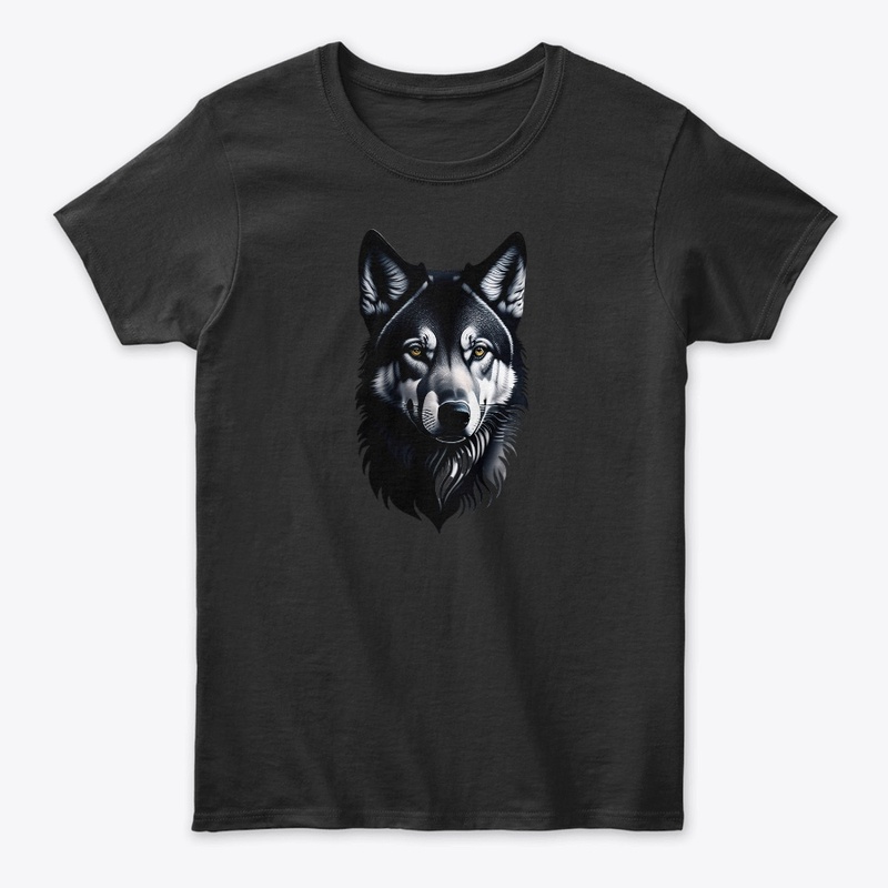 black and white wolf shirt design
