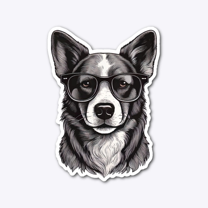 Cool Monochrome Dog with Glasses