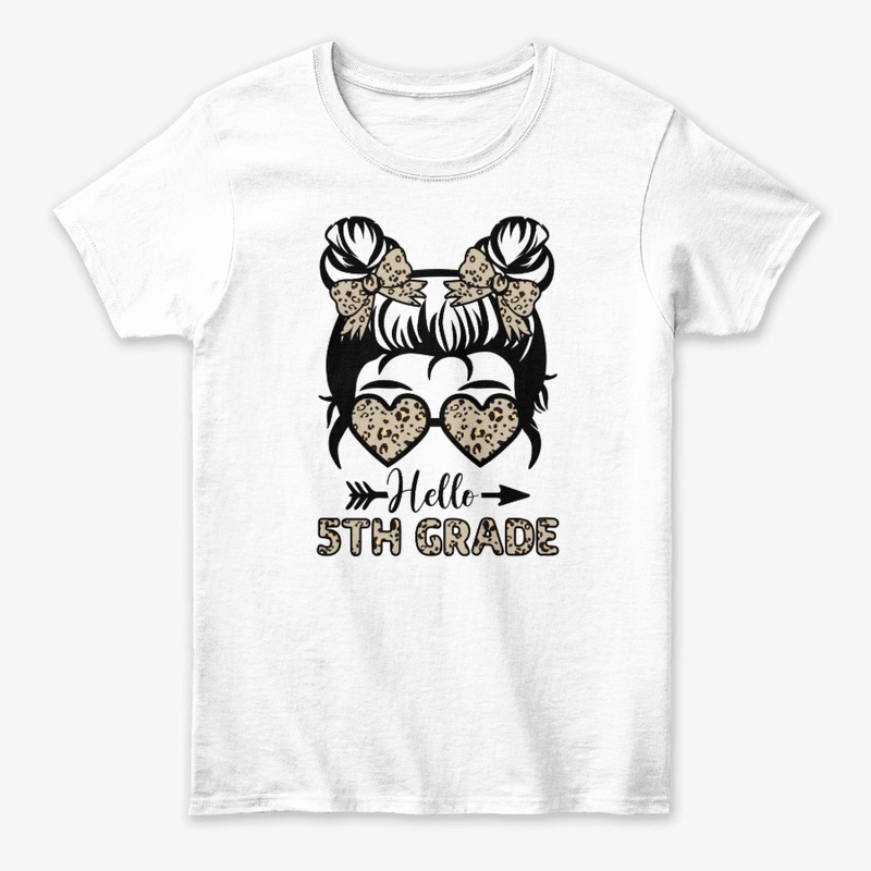 Hello 5th Grade Messy Bun - Leopard