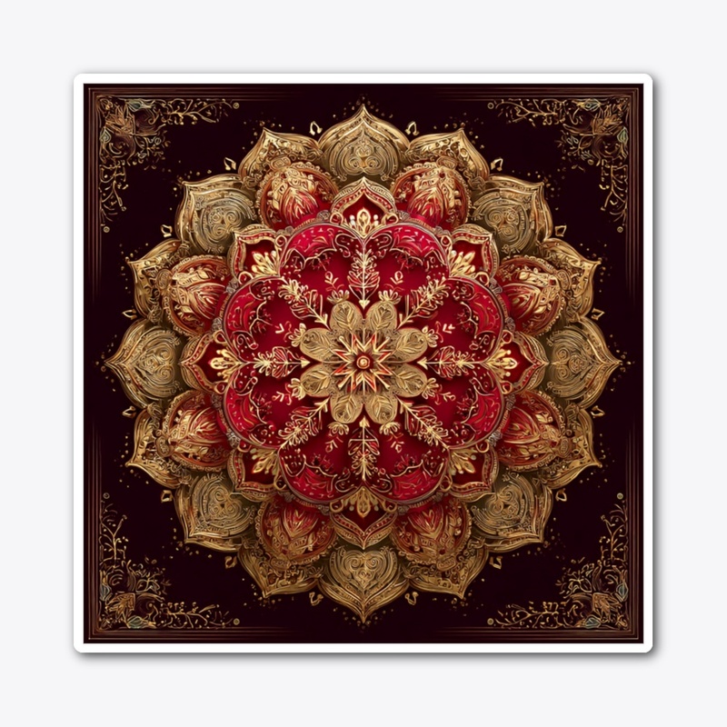 Red Gold Mandala Vintage Design