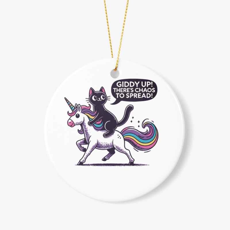 Funny Cat Riding Unicorn