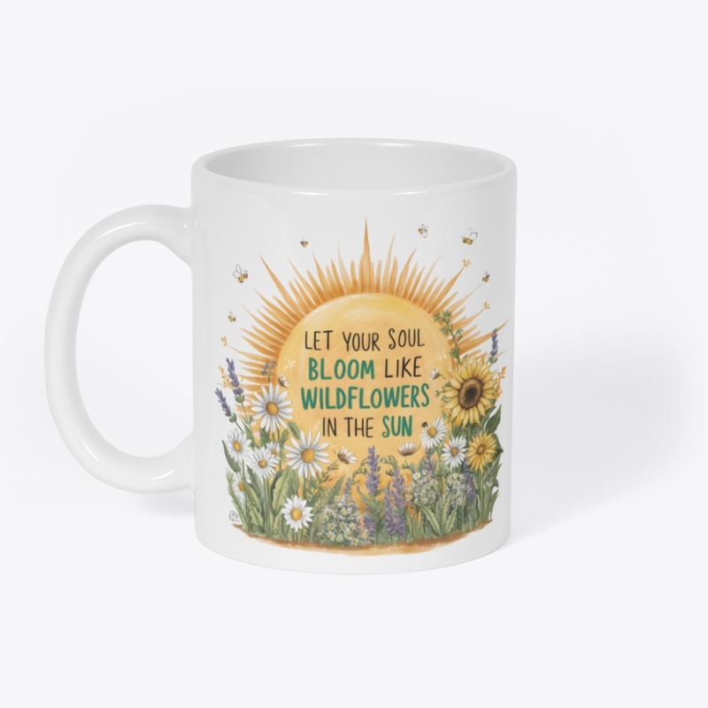 Hand Drawn Sun and Wildflowers Design