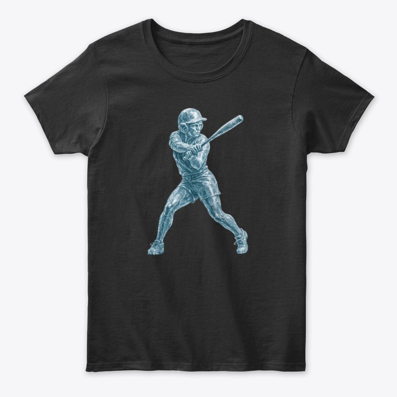 Metallic Baseball Batter Statue