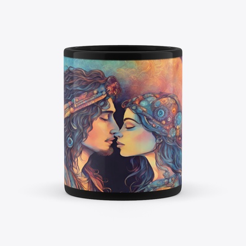 Soulmate Twin Flames Couple Black T-Shirt Right