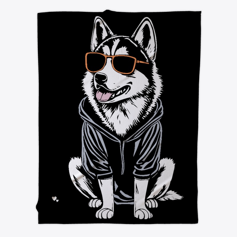 Funny Siberian Husky wearing sunglasses