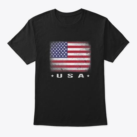 American Flag Usa 4 Th Of July Fourth 4 Black Camiseta Front