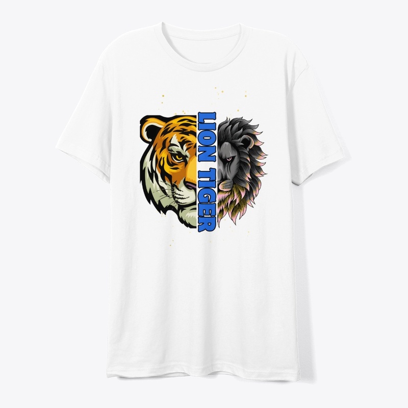 Lion Tiger Colorful White T-shirt Design
