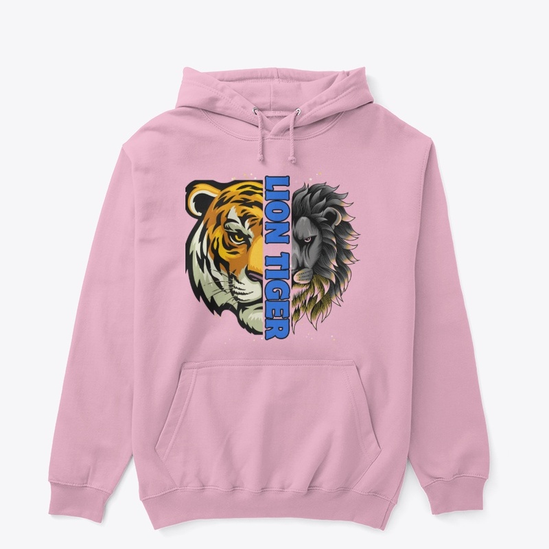 Lion Tiger white long Sleeve-Hodie (Man)
