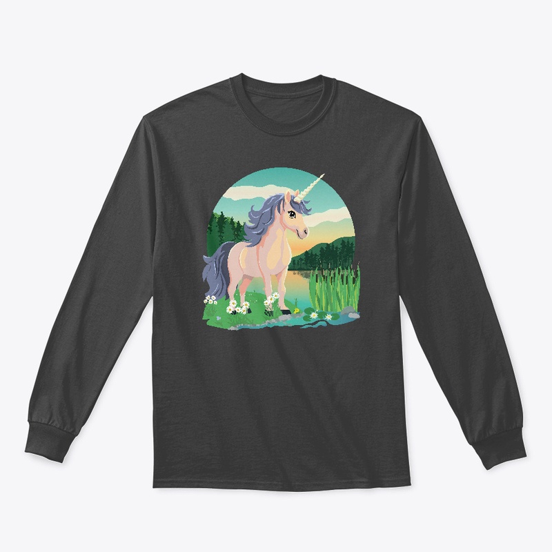 cute unicorn in a summer landscape