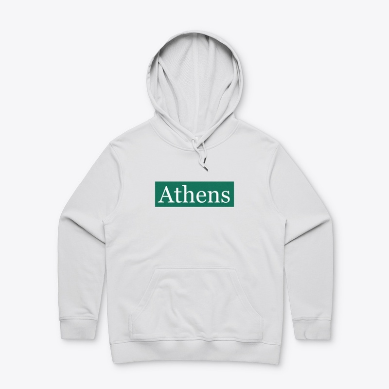 Athens Written in White on Green