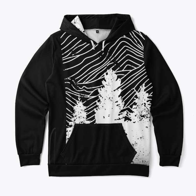 Mountain Moon Line Art Nature Camping