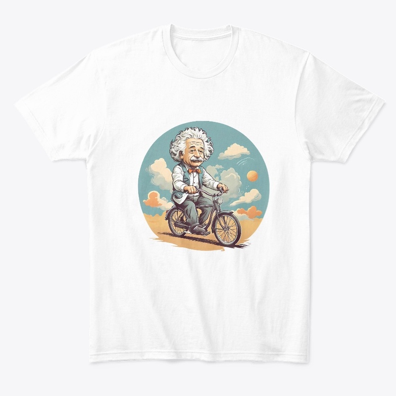 Albert Einstein rides bicycle