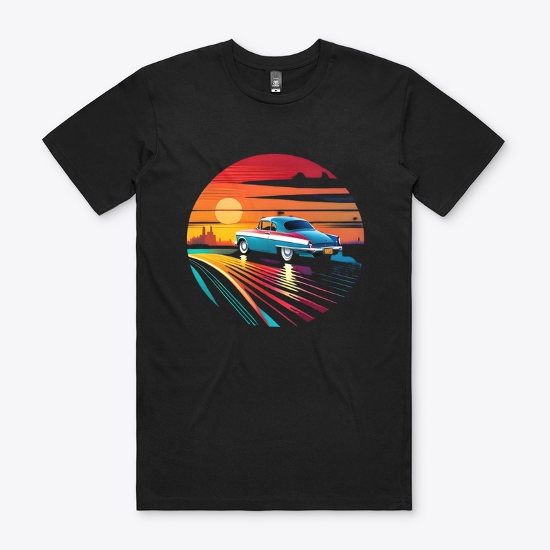classic car sunset view t-shirt