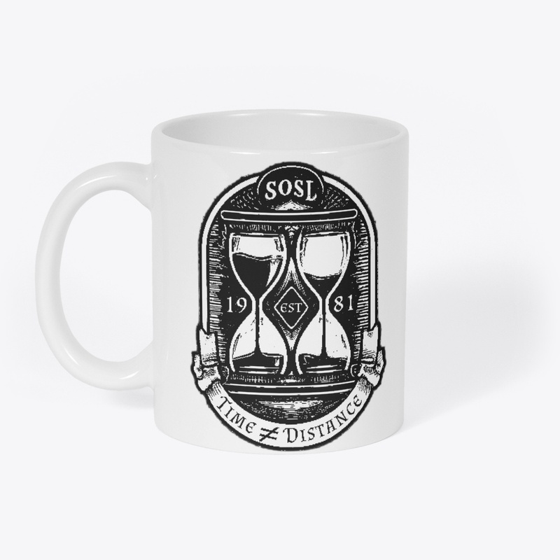 Time is not distance mug in mono