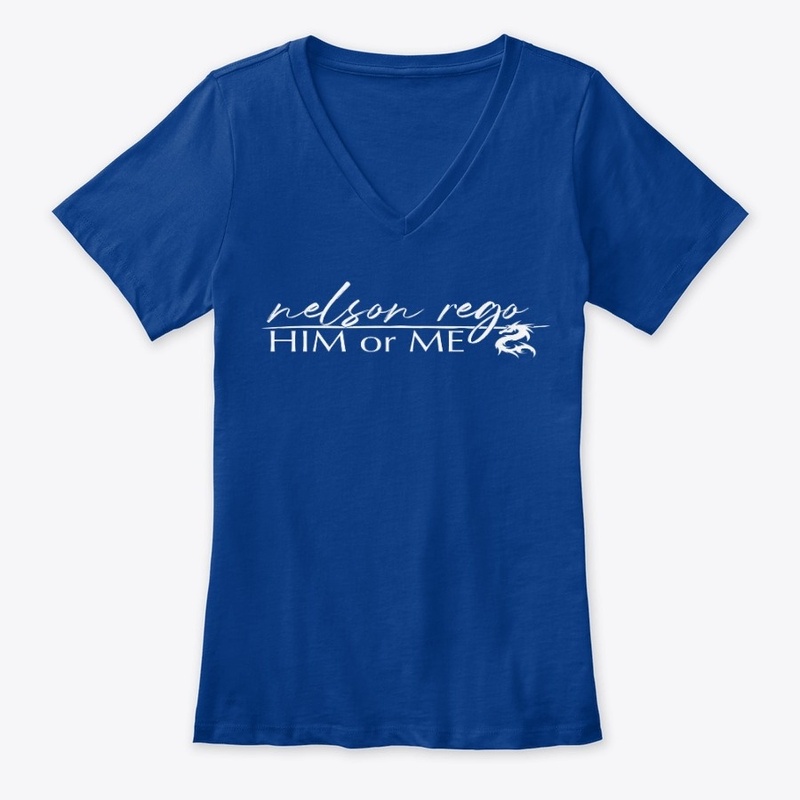 HIM OR ME white logo WOMENS TEE