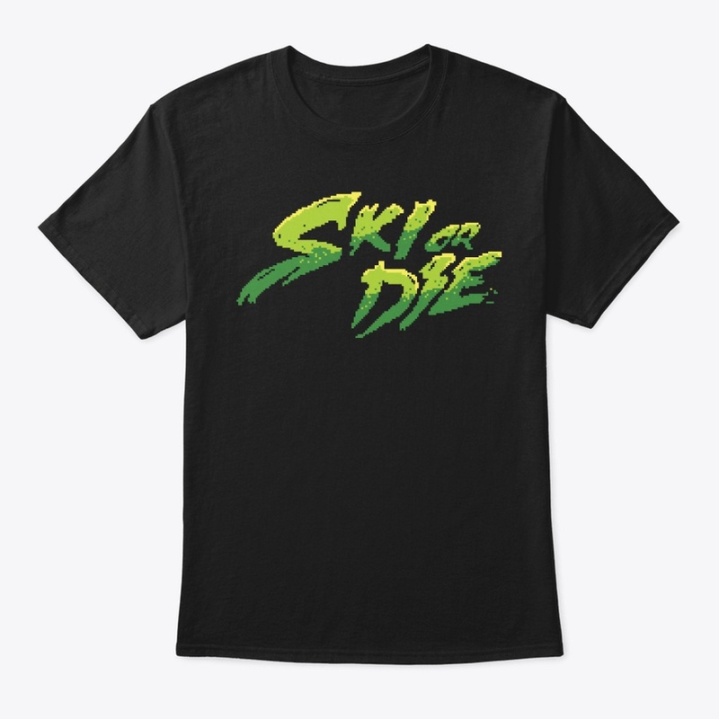 Acid Green Ski or Die Pixel art Logo
