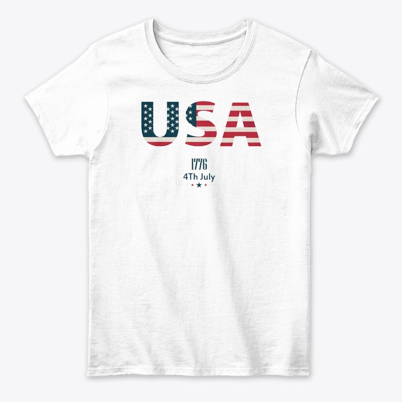 USA Flag  Print T Shirt