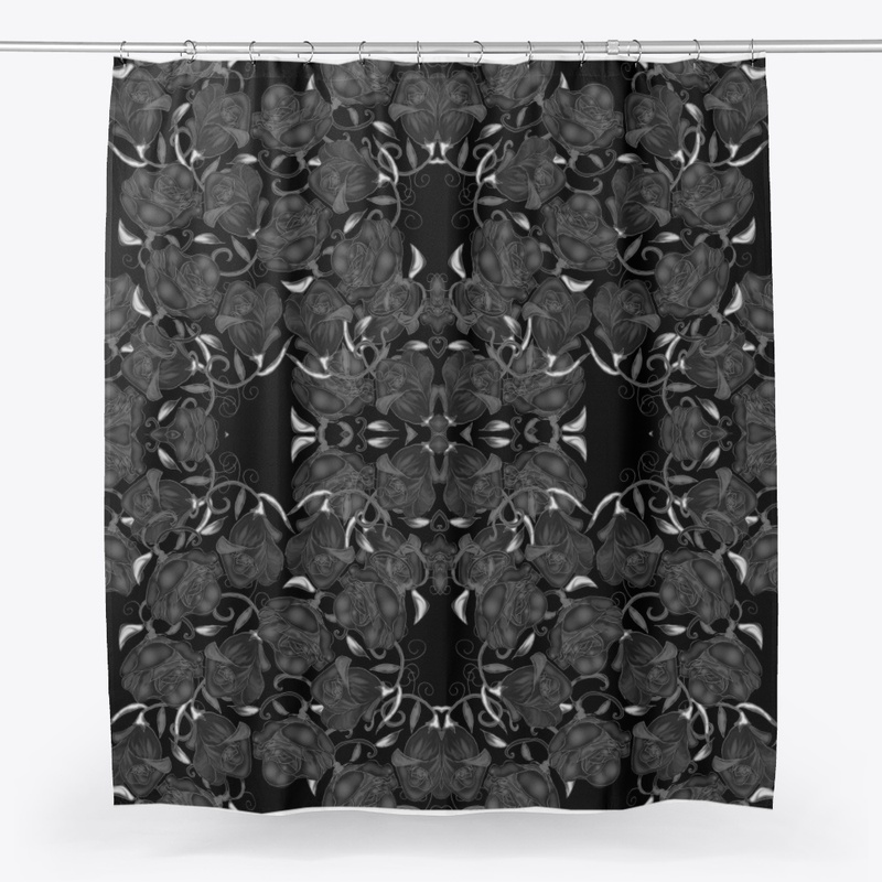 Gray Roses on Black