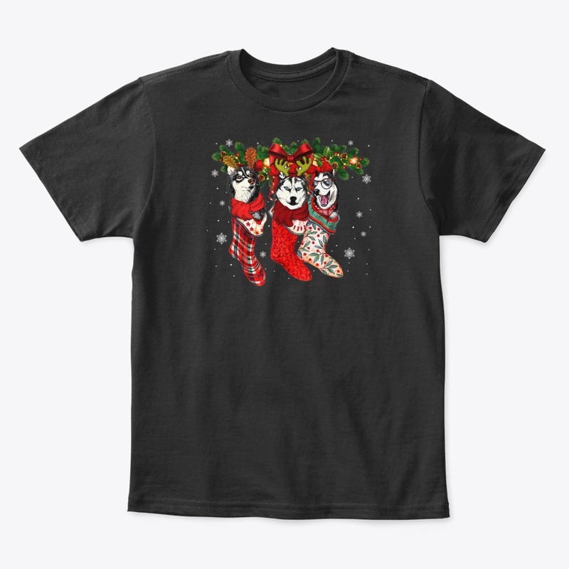 Husky Christmas Socks T-Shirts 