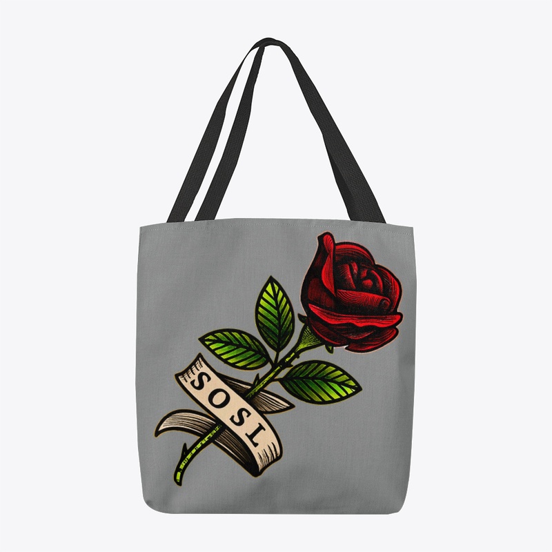 Single Rose printed tote bag in red