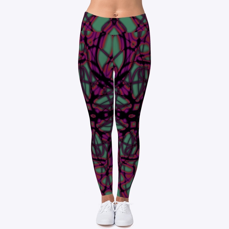 Purple & Green Pattern Leggings 