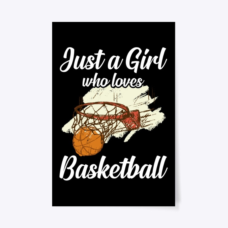 Girl Loves Basketball Hand Drawn Style