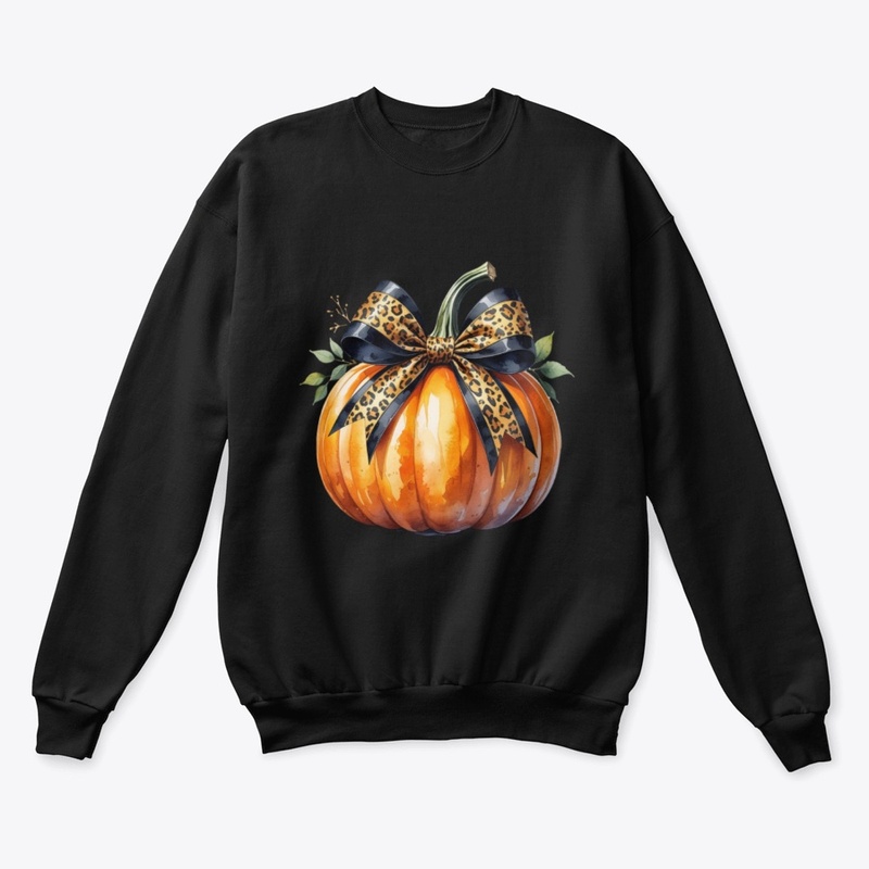 Pumpkin with Cheetah Print Bow T-Shirt