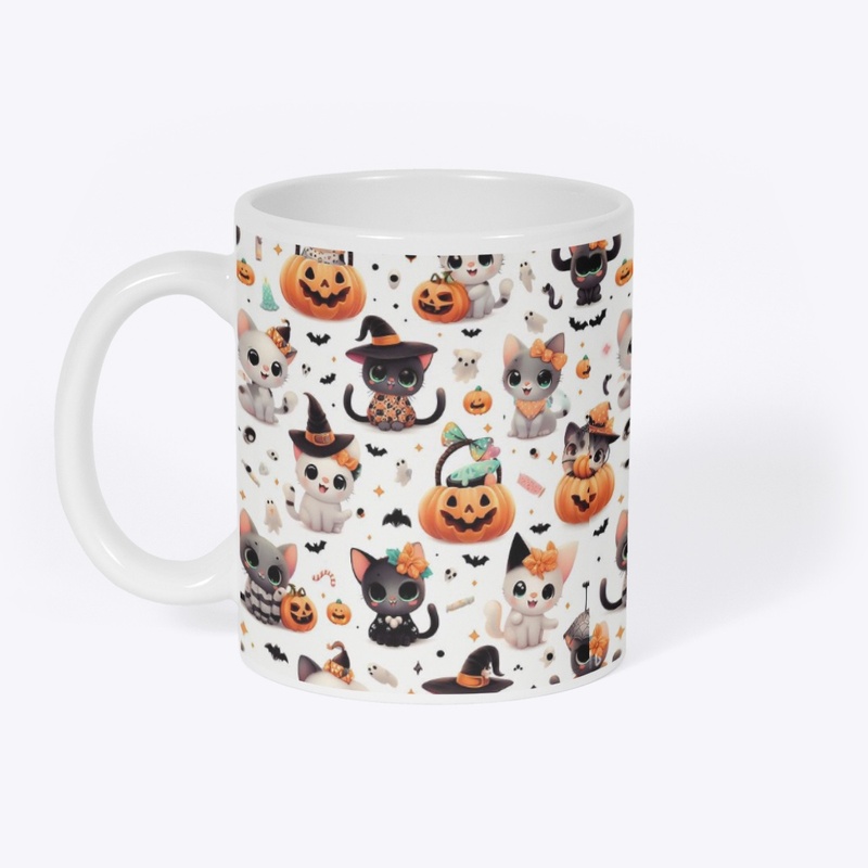 Whimsical Halloween kitty party mug 