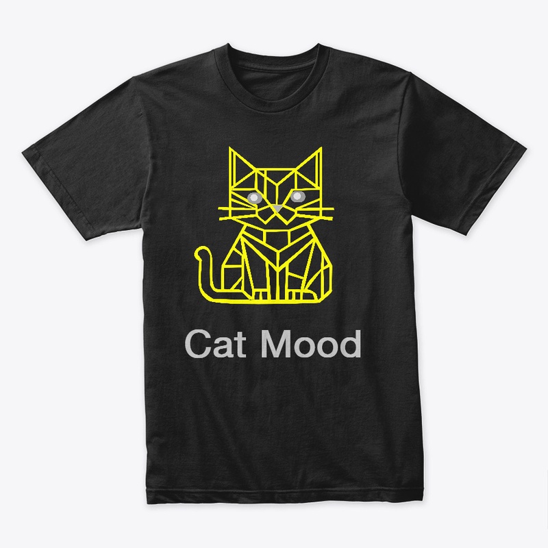 Cat Mood Geometric Neon Line Art T-Shirt