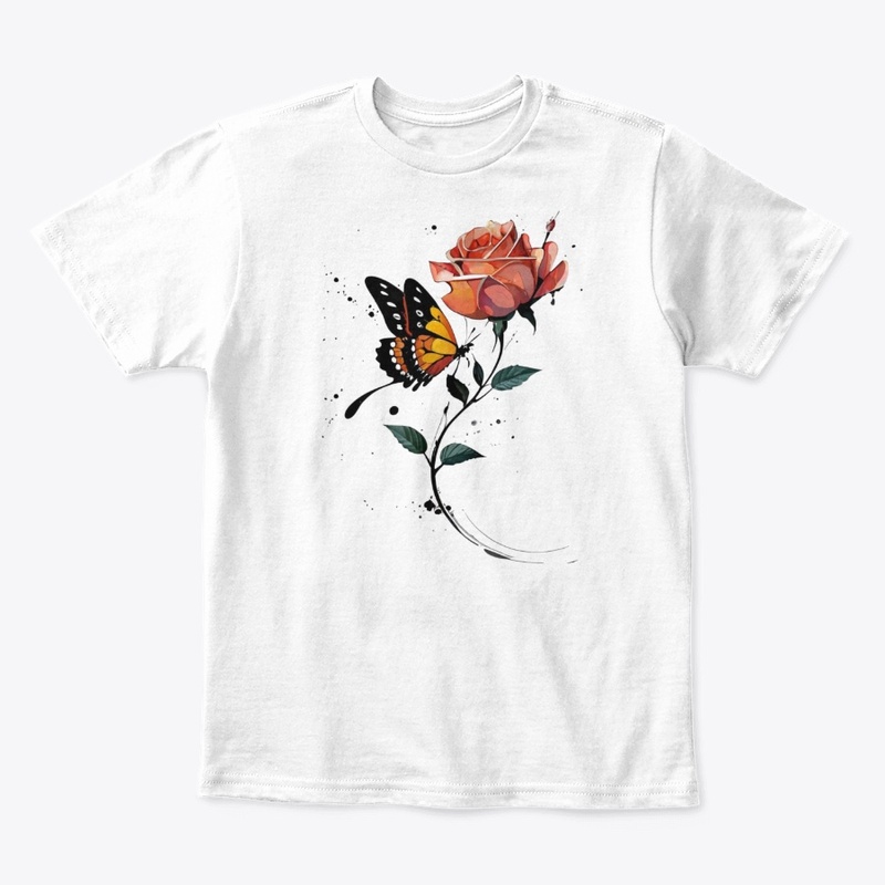 Flower and butterfly, watercolor