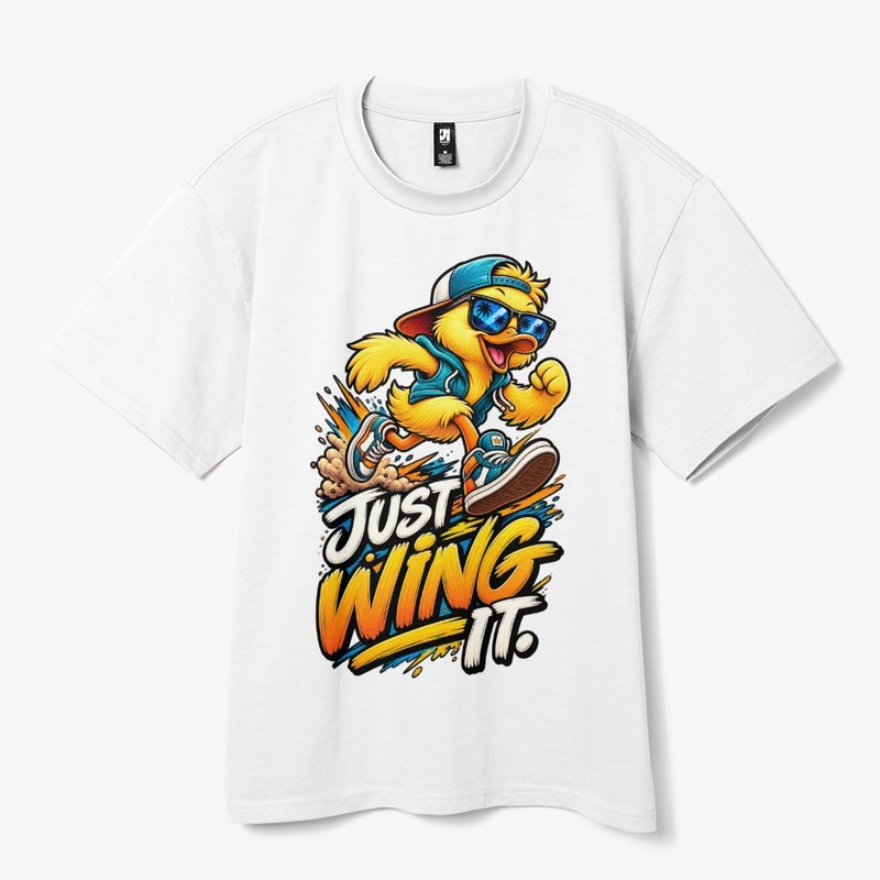 Just Wing It Funny Duck T-Shirt Design 