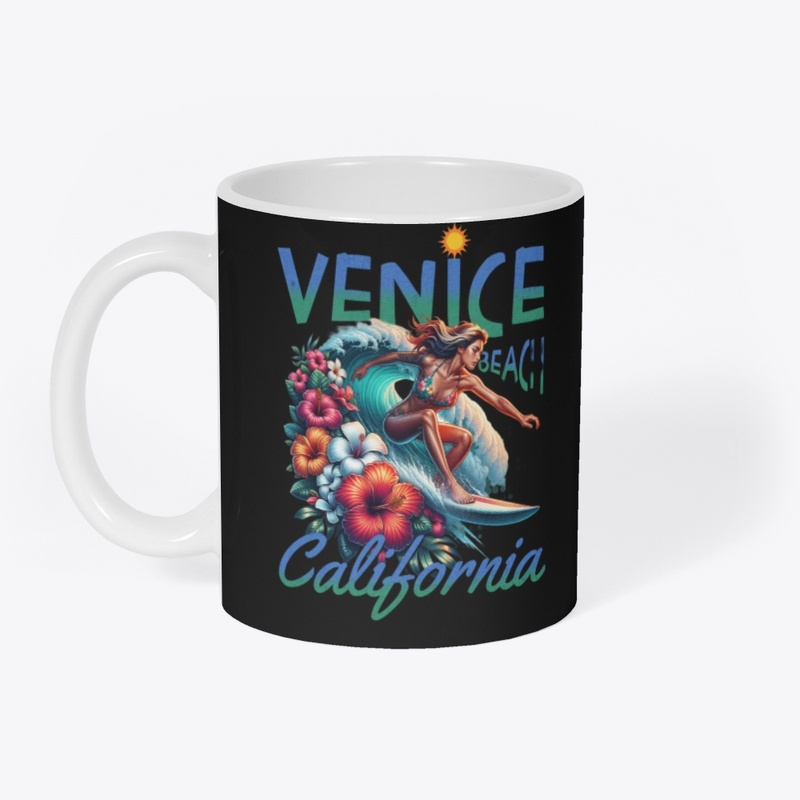 Vibrant Venice Beach Surfing Illustrate