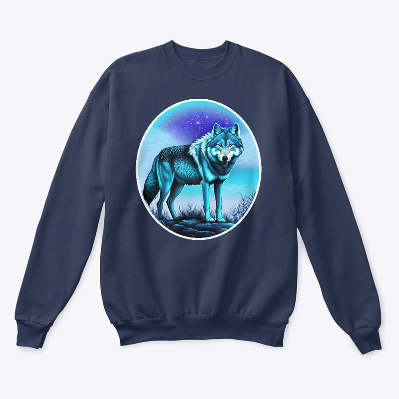 A Wild Wolf Illustrated in Blues